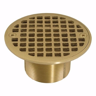 Jones Stephens 2 inch IPS Metal Spud with 4 inch Polished Brass Round Cast Strainer D60982