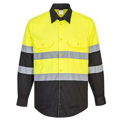 Portwest Two Tone ANSI Long Sleeve Work Shirt Yellow/Black E066