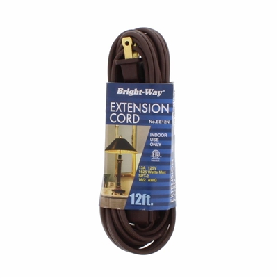 Bright-Way 12 ft Household Extension Cord Brown EE12 Case of 10