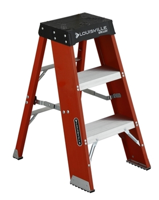 Louisville Ladder Type IAA 3 Foot Lightweight Fiberglass Heavy-Duty 375lb Load Capacity Industrial Platform Step Stool FY8003