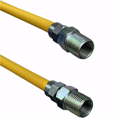 Jones Stephens Yellow Coated 36 Inch 1/2" MIP x 1/2" MIP Valve Stainless Steel Gas Connector G70128