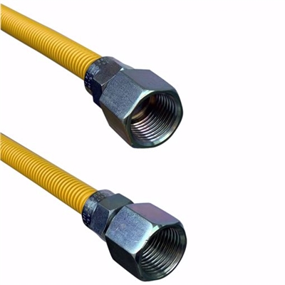 Jones Stephens Yellow Coated 12 Inch 3/8" FIP x 3/8" FIP Valve Stainless Steel Gas Connector G70102