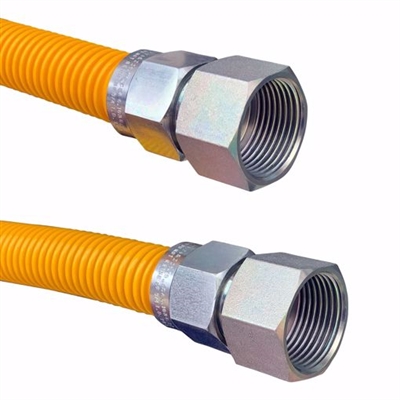 Jones Stephens Yellow Coated 72 Inch 3/4in FIP x 3/4in FIP Valve Stainless Steel Gas Connector G76073