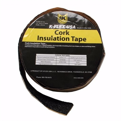 Jones Stephens 1/8in x 2inx 30ft Cork Insulation Tape, Black INT001