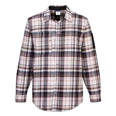 Portwest KX3 Plaid Work Shirt Brown Check KX370