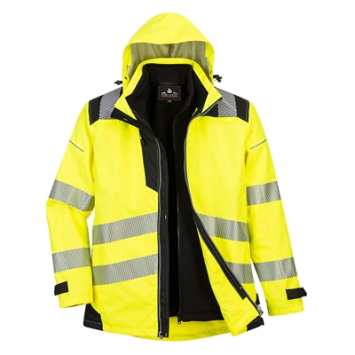 Portwest PW3 Hi-Vis 3-in-1 Jacket Yellow/Black PW365