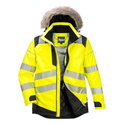 Portwest PW3 Hi-Vis Winter Parka Jacket Yellow/Black PW369YBR