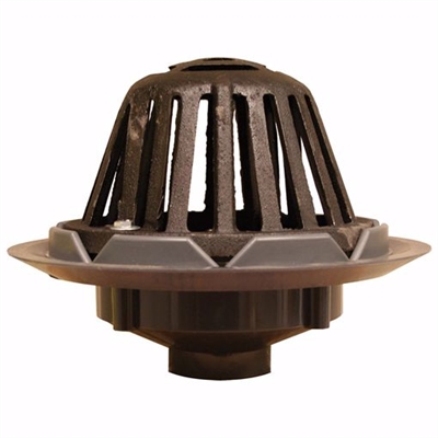 Jones Stephens 2" PVC Roof Drain with Cast Iron Dome R18001