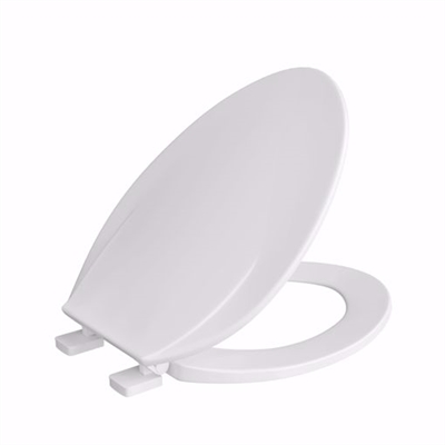 Jones Stephens White Plastic Utility Toilet Seat, Closed Front with Cover, Elongated U100600