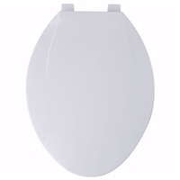 Jones Stephens Utility Grade Plastic Seat, White, Elongated Closed Front with Cover U1008TK00