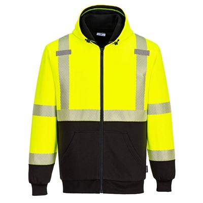 Portwest Hi-Vis Thermal Two Tone Zipped Hoodie Yellow/Black UB325