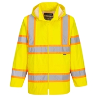 Portwest Hi-Vis Contrast Tape Rain Jacket Yellow UH400