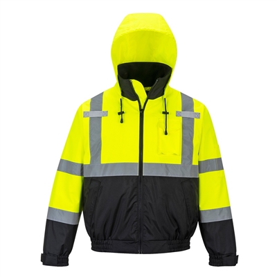 Portwest Hi-Vis Premium 2 in 1 Bomber Jacket Yellow/Black US364