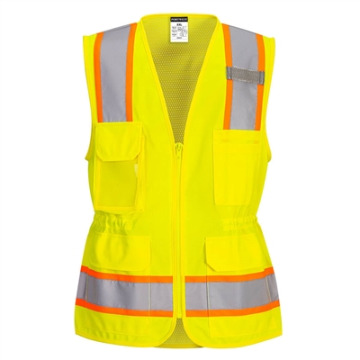 Portwest Women's Hi-Vis Contrast Tape Vest Yellow US392