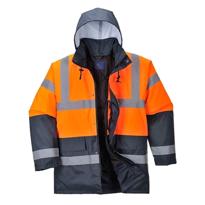 Portwest Hi-Vis Two Tone Traffic Jacket Orange/Navy Blue US467